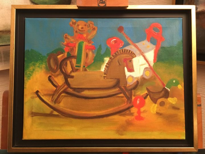 Painting titled "Jeux d'enfants vint…" by Jean-Marie Reynaud (jmry), Original Artwork, Oil