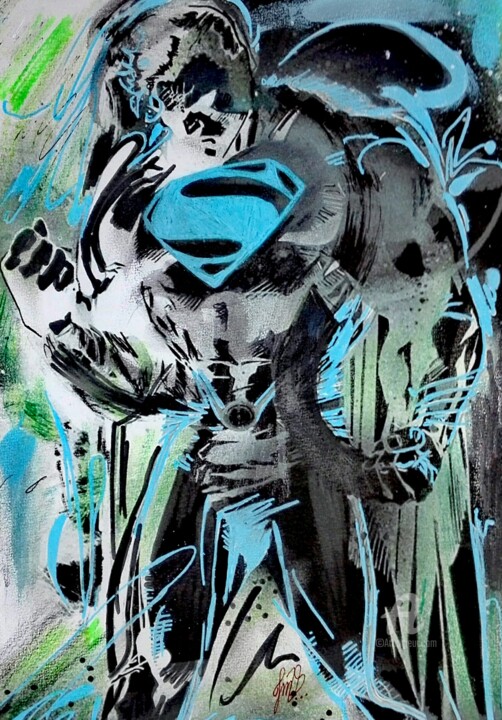 Painting titled "Superman" by Jean-Marie Vandaele, Original Artwork