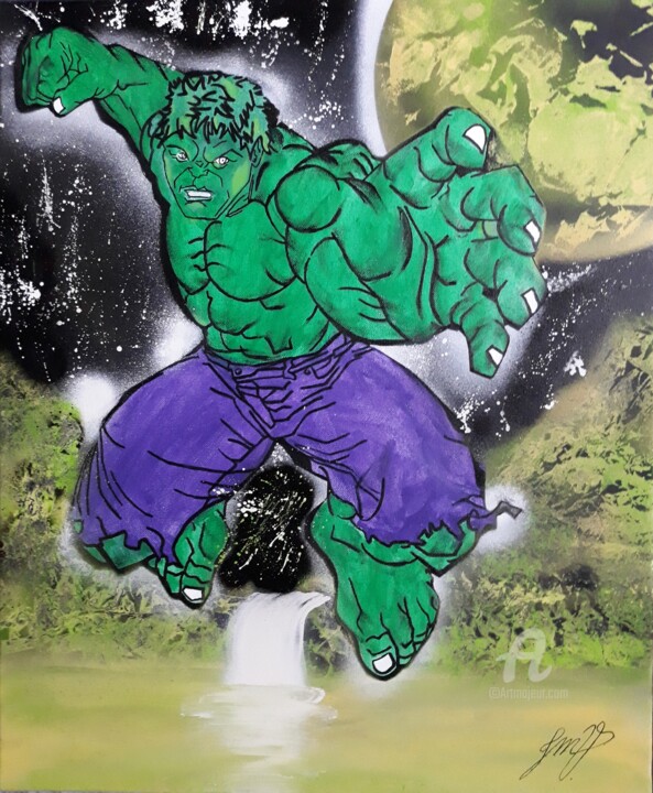 Painting titled "Le monde de Hulk" by Jean-Marie Vandaele, Original Artwork, Acrylic
