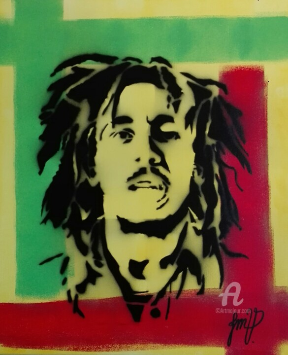 Painting titled "Bob Marley" by Jean-Marie Vandaele, Original Artwork, Acrylic