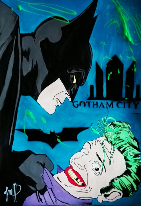 Peinture intitulée "Batman.Joker" par Jean-Marie Vandaele, Œuvre d'art originale, Acrylique