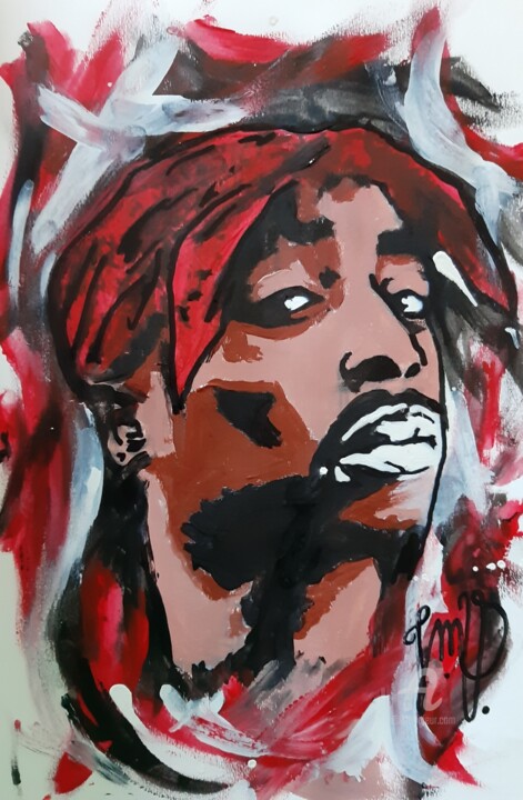 Painting titled "Tupac" by Jean-Marie Vandaele, Original Artwork