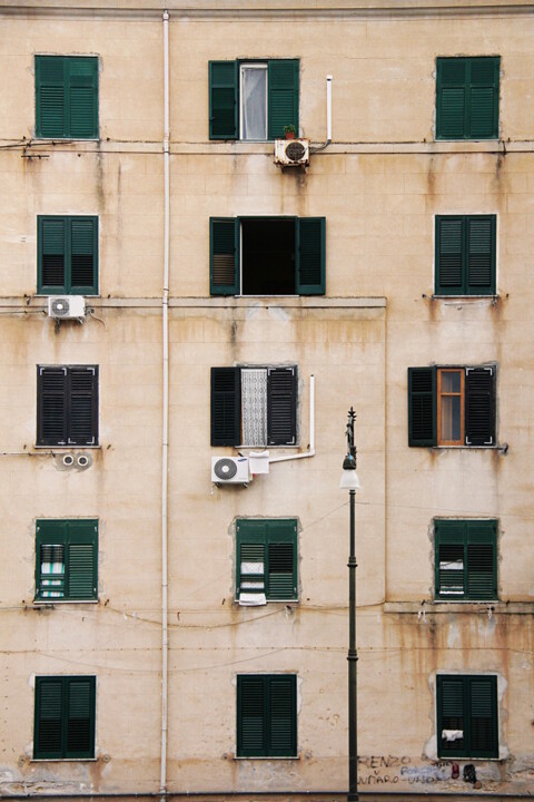 Photographie intitulée "façade verte, Paler…" par Jean-Marie Virat, Œuvre d'art originale, Photographie numérique