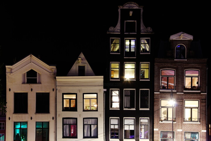 Fotografia intitolato "Amsterdam by night" da Jean-Marie Virat, Opera d'arte originale, Fotografia digitale