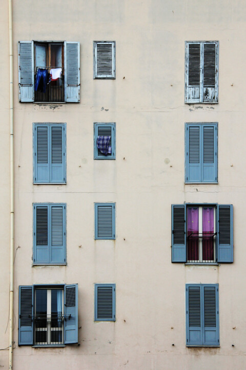 Photography titled "façade bleue, Paler…" by Jean-Marie Virat, Original Artwork, Digital Photography