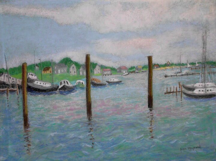 Schilderij getiteld "Fishermen's Harbor" door Jean Maynard, Origineel Kunstwerk, Anders