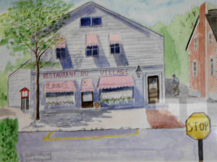 Painting titled "Restaurant du Villa…" by Jean Maynard, Original Artwork, Watercolor