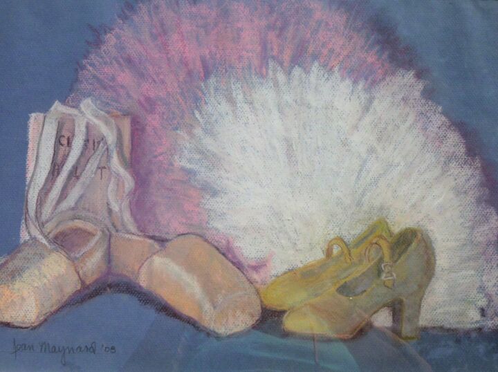 Malerei mit dem Titel "Dancing Shoes" von Jean Maynard, Original-Kunstwerk, Pastell