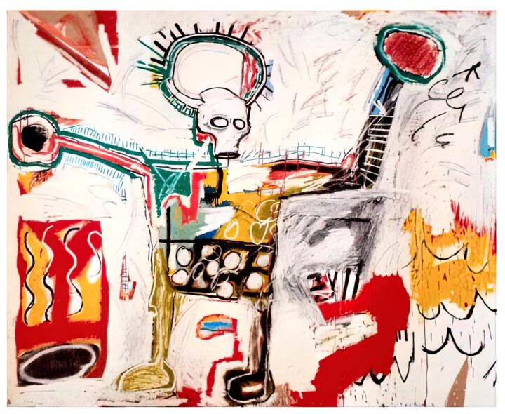 Druckgrafik mit dem Titel "No Name" von Jean Michel Basquiat, Original-Kunstwerk, Lithographie