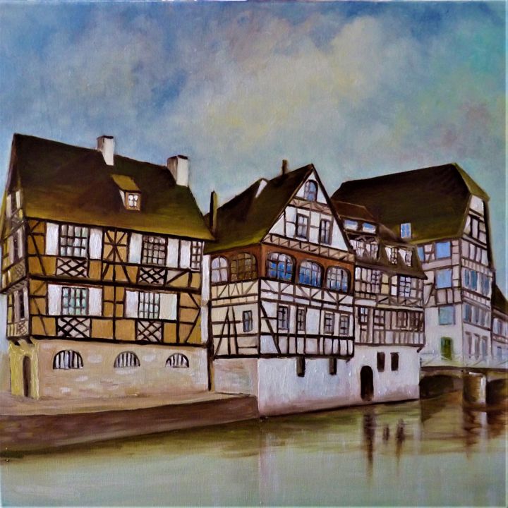 Malerei mit dem Titel "strasbourg" von Jean Gaborieau, Original-Kunstwerk, Öl