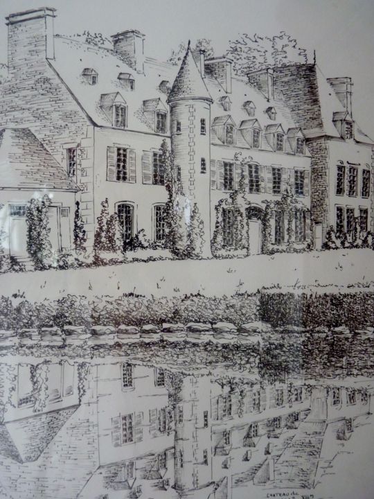 Pintura intitulada "chateau de cosquevi…" por Jean Gaborieau, Obras de arte originais
