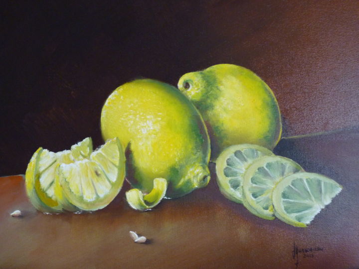 Painting titled "les citrons étude" by Jean Gaborieau, Original Artwork