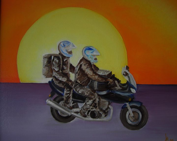 Painting titled "moto" by Jean Gaborieau, Original Artwork