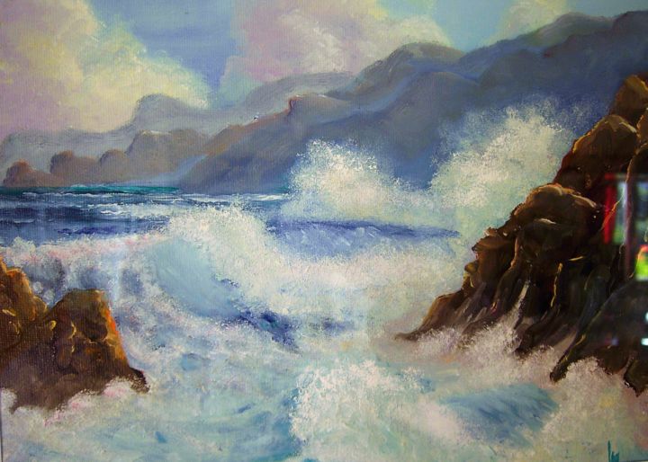 Painting titled "la vague" by Jean Gaborieau, Original Artwork