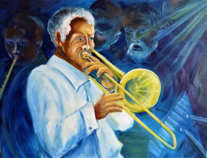 Pintura intitulada "jazz band" por Jean Gaborieau, Obras de arte originais