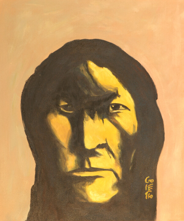 Painting titled "kiowa_satank_Lubboc…" by Jean-Michel Goletto, Original Artwork, Oil