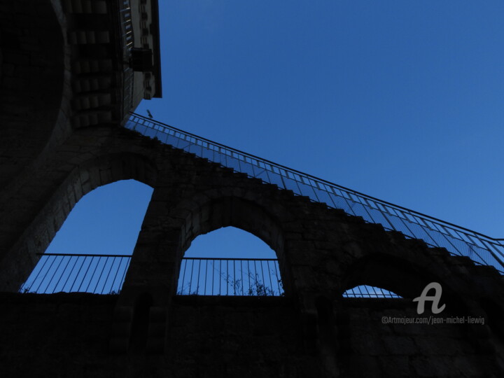 Fotografia intitulada "Passerelle sur ciel…" por Jean-Michel Liewig, Obras de arte originais, Fotografia Não Manipulada