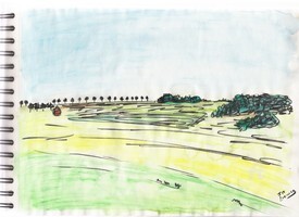 Drawing titled "Aquarelle Clos des…" by Jean-Michel Liewig, Original Artwork