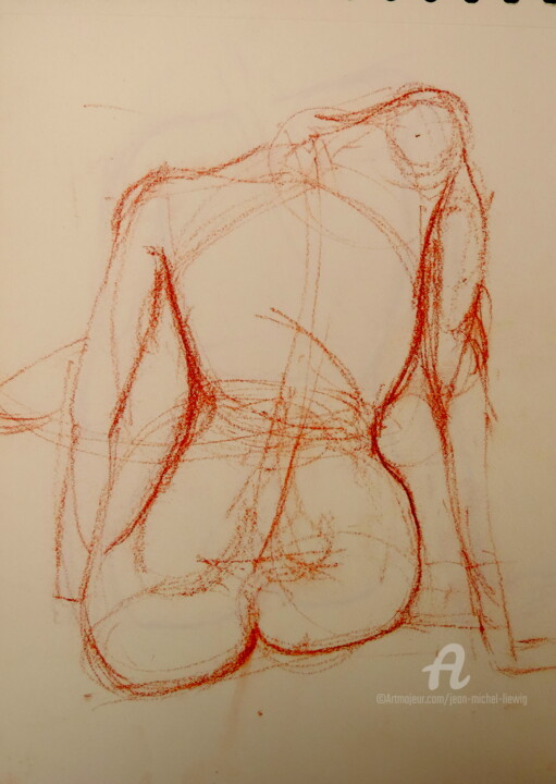 Drawing titled "NUE DE DOS" by Jean-Michel Liewig, Original Artwork, Other