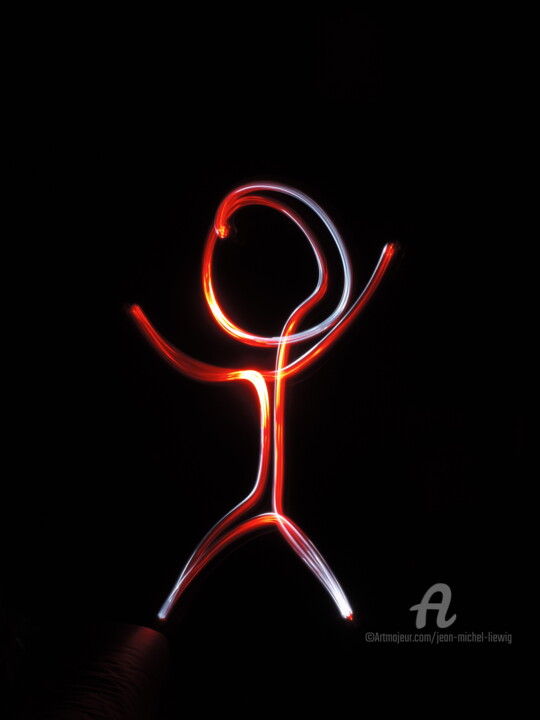 Photography titled "Silhouette rouge" by Jean-Michel Liewig, Original Artwork, Light Painting