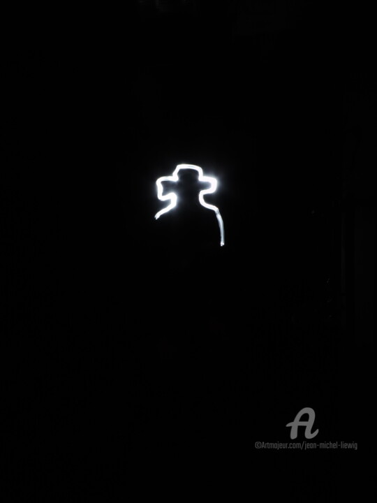 Photographie intitulée "Homme au chapeau" par Jean-Michel Liewig, Œuvre d'art originale, Light Painting