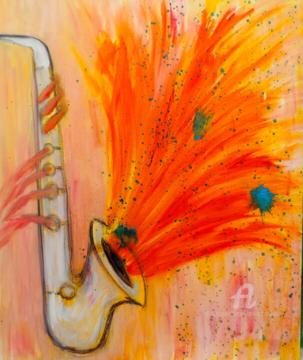 Painting titled "Saxo musical" by Jean-Michel Liewig, Original Artwork, Other