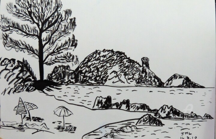 Drawing titled "Corsica Sainte Lucie" by Jean-Michel Liewig, Original Artwork, Other