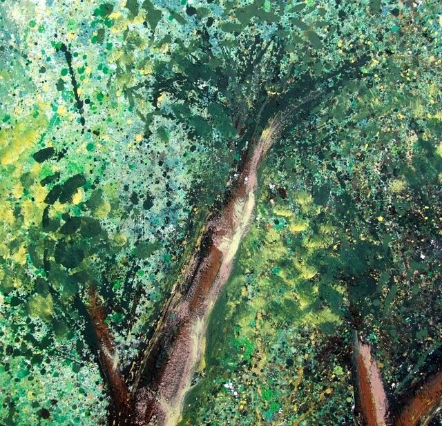 Painting titled "foret110" by Jean-Michel Rackelboom, Original Artwork, Oil