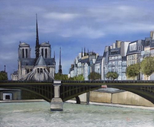 "Notre Dame" başlıklı Tablo Jean-Michel Yon tarafından, Orijinal sanat, Petrol Ahşap Sedye çerçevesi üzerine monte edilmiş
