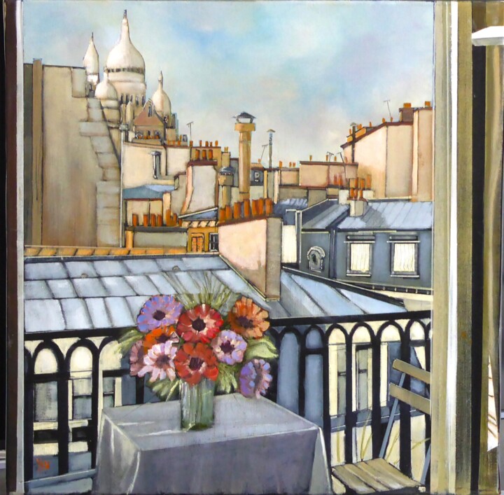 Painting titled "le bouquet" by Jean-Michel Yon, Original Artwork, Oil Mounted on Wood Stretcher frame