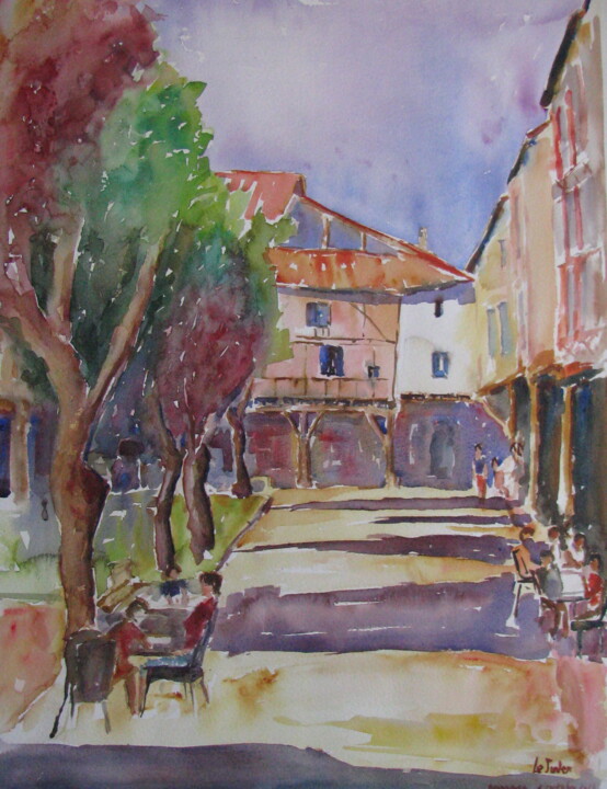 Painting titled "Mirepoix 2" by Jean-Noël Le Junter, Original Artwork, Watercolor