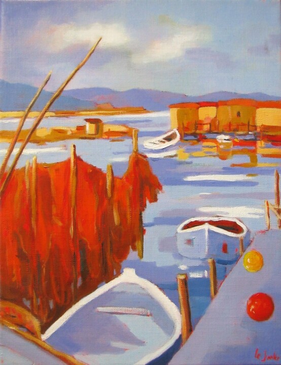 Painting titled "Sete, la Pointe Cou…" by Jean-Noël Le Junter, Original Artwork, Oil Mounted on Wood Stretcher frame