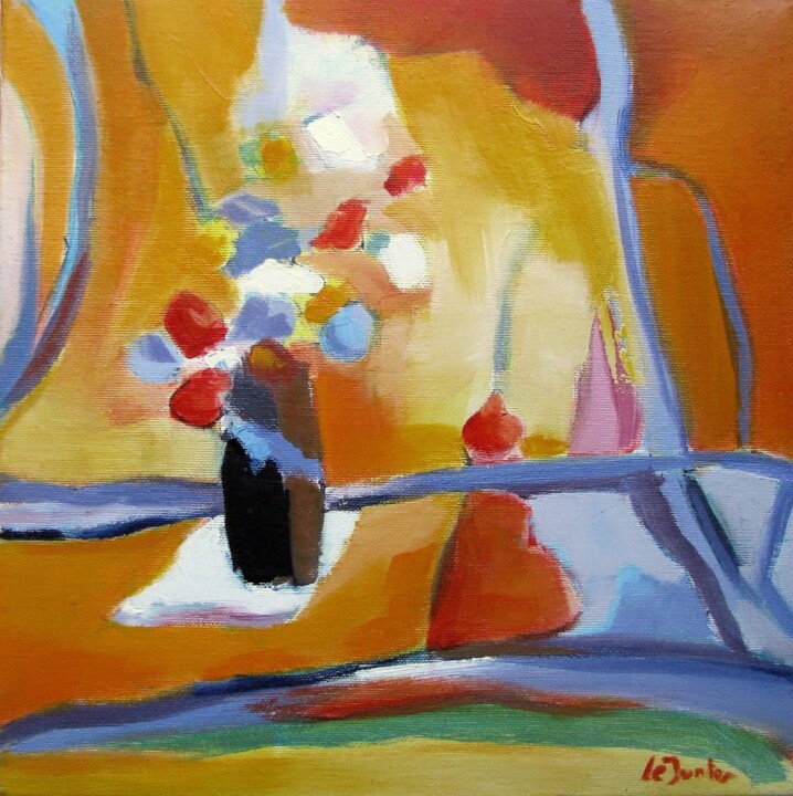 Malerei mit dem Titel "Le bouquet d'anémon…" von Jean-Noël Le Junter, Original-Kunstwerk, Öl Auf Keilrahmen aus Holz montiert