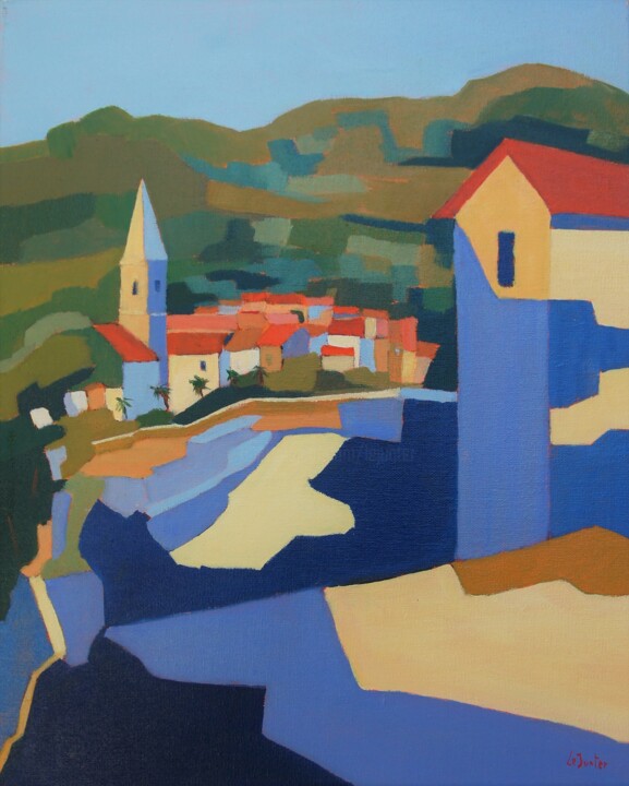 Painting titled "Sanary, la montée d…" by Jean-Noël Le Junter, Original Artwork, Oil Mounted on Wood Stretcher frame