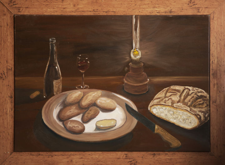Pintura titulada "Repas d'antan.jpg" por Jnm, Obra de arte original, Oleo