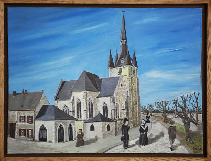 Painting titled "L'Eglise de PATAY d…" by Jnm, Original Artwork, Oil