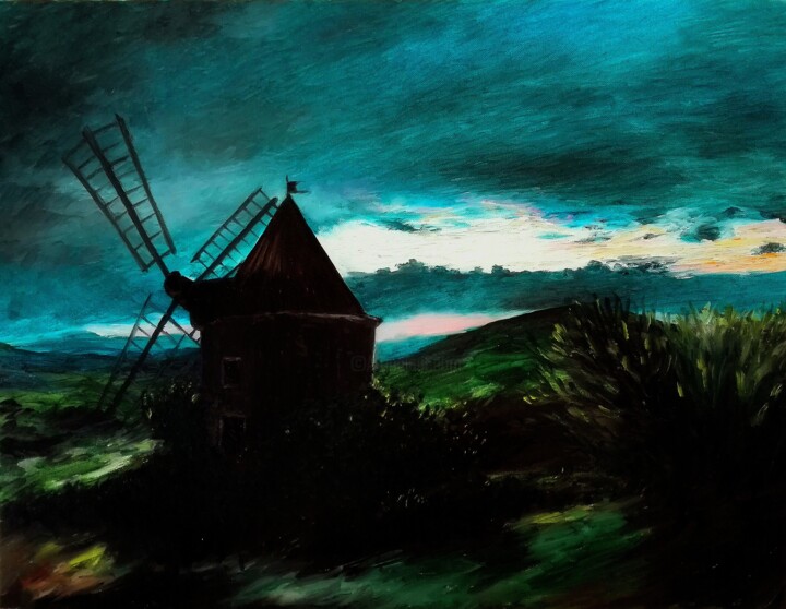 Malerei mit dem Titel "Tombée de la nuit (…" von Jean Noel Remy, Original-Kunstwerk, Öl