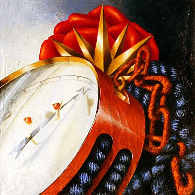 Painting titled "la rose des vents" by Jean-Noël Riou, Original Artwork, Oil