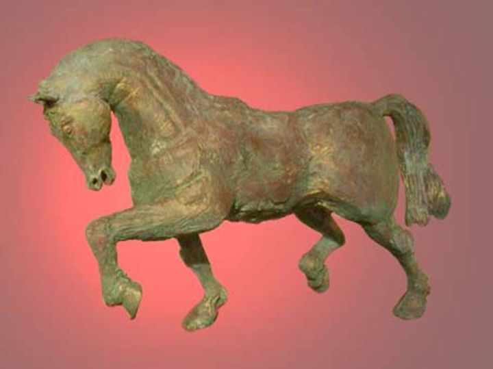 Sculpture titled "Cheval étude d'aprè…" by Jean Paul Constant, Original Artwork, Terra cotta