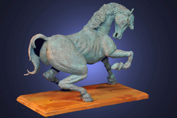 Sculpture titled "Cheval" by Jean Paul Constant, Original Artwork, Terra cotta