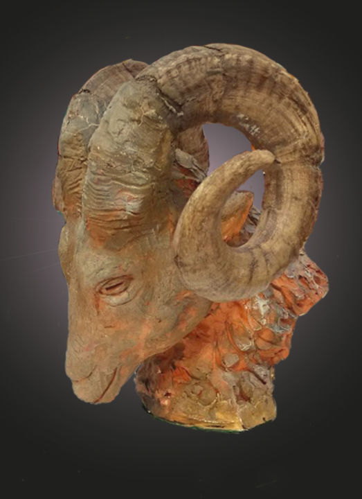 Sculpture intitulée "Mouflon" par Jean Paul Constant, Œuvre d'art originale, Terre cuite