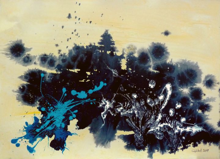 Peinture intitulée "Le Blues de la Forêt" par Gipéhel, Œuvre d'art originale, Acrylique