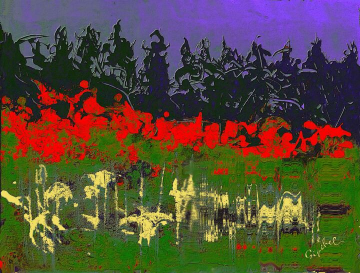 Arte digitale intitolato "La Forêt ébouriffée" da Gipéhel, Opera d'arte originale, Pittura digitale