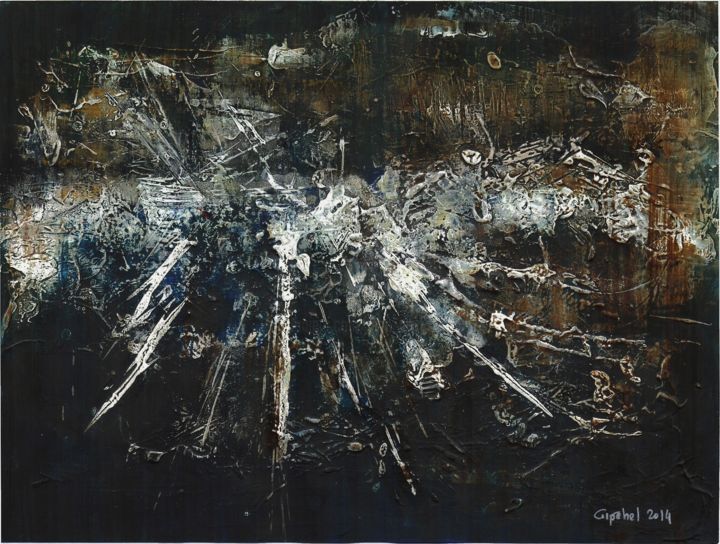 Peinture intitulée "Eléments-déchainés 1" par Gipéhel, Œuvre d'art originale, Huile