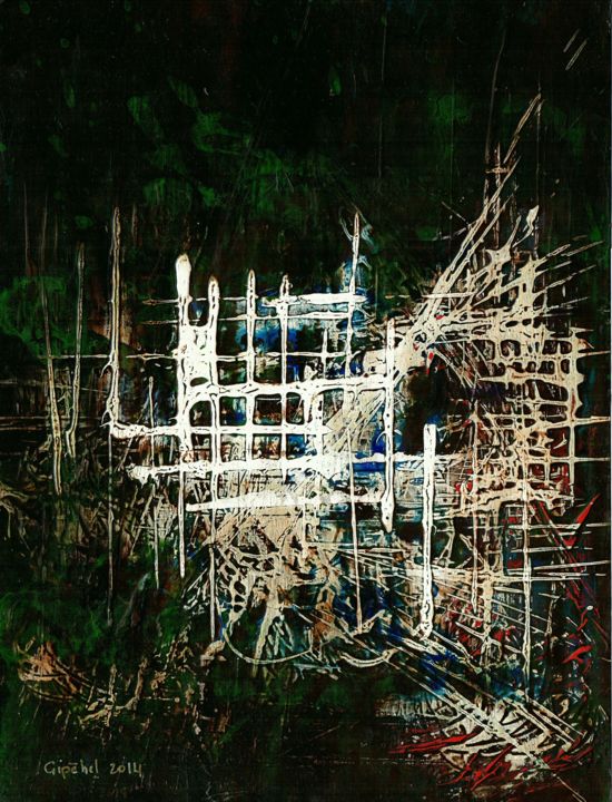 Ζωγραφική με τίτλο "La Cage" από Gipéhel, Αυθεντικά έργα τέχνης, Ακρυλικό