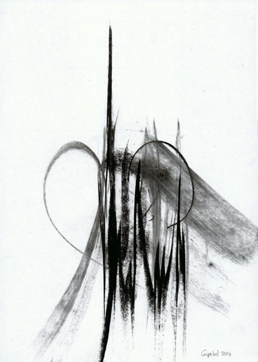 Zeichnungen mit dem Titel "Arpege-07" von Gipéhel, Original-Kunstwerk, Kohle