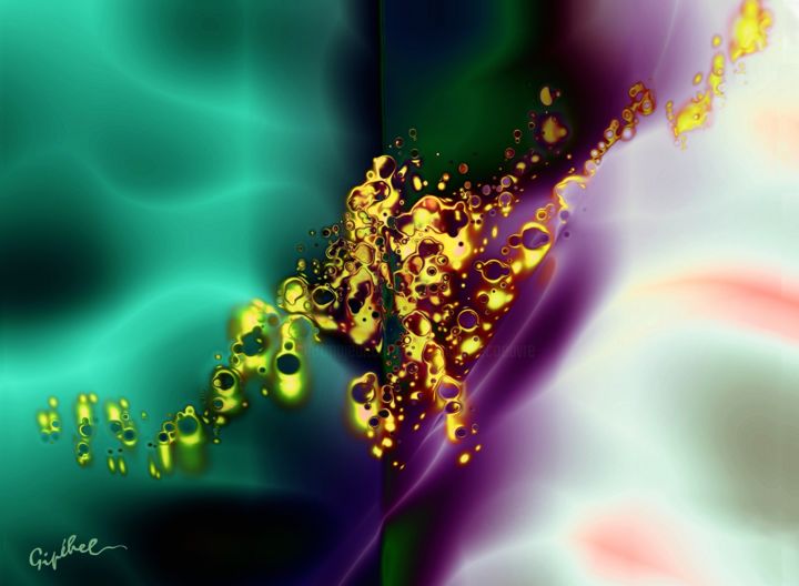 Digital Arts titled "Gouttes d'eau" by Gipéhel, Original Artwork, Digital Painting