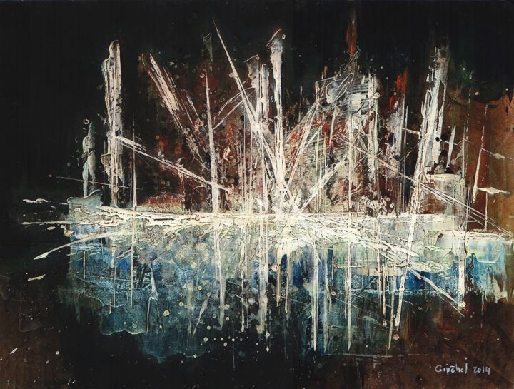 Pittura intitolato "Feu d'artifice" da Gipéhel, Opera d'arte originale, Acrilico