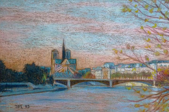 Peinture intitulée "Paris Notre-Dame" par Gipéhel, Œuvre d'art originale, Pastel