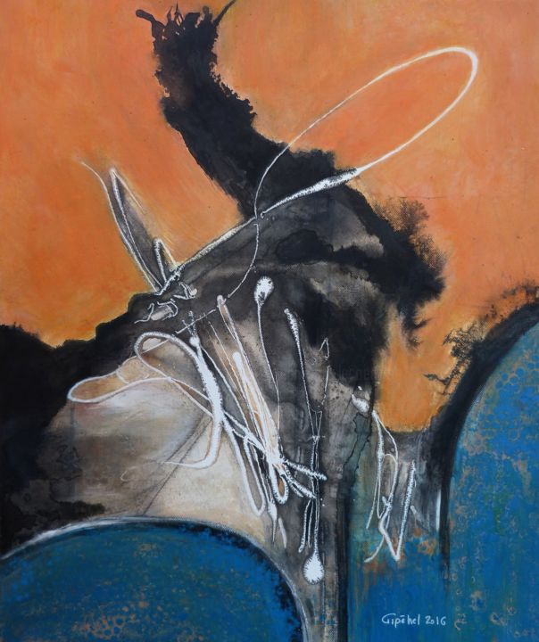 Painting titled "Rodeo & Thé" by Gipéhel, Original Artwork, Acrylic